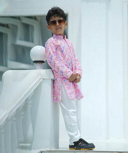Baby Pink Color Checked Kurta Pyjama Set for Festive Events