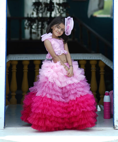 Pre-Order: Pink Shaded Lehenga for Wedding for Girls (DM For Price)