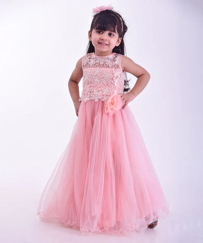 Peach Colored Party Wear Gown for Girls