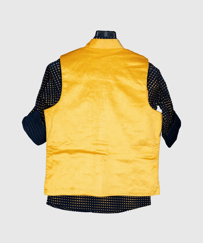 Yellow Velvet Party Wear Waist Coat Set for 8 Year Old Boy