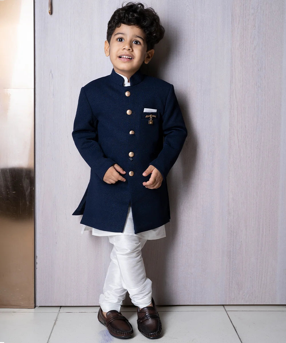 Pre-Order: Navy Colored Achkan for Boys for Wedding