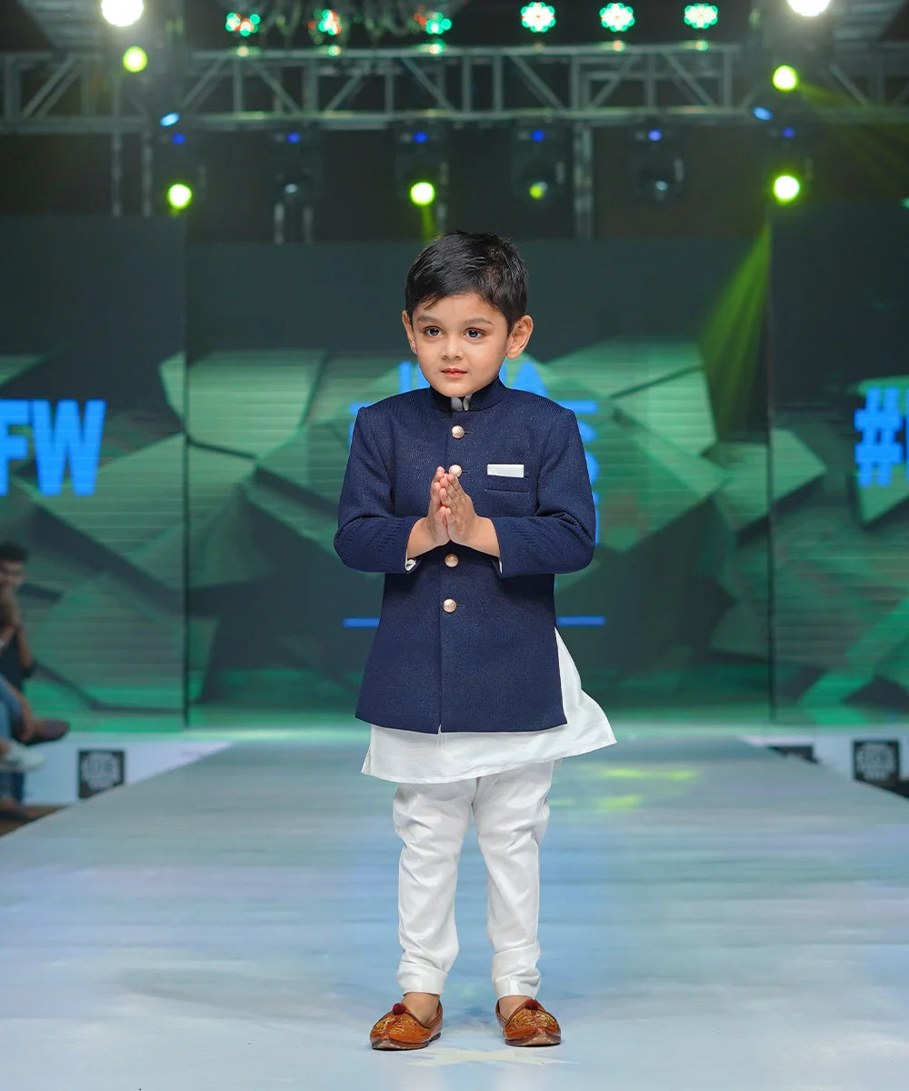 Navy Colored Achkan for Boys for Wedding