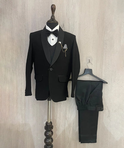 Black Coloured Shimmer Coat Suit for Boys