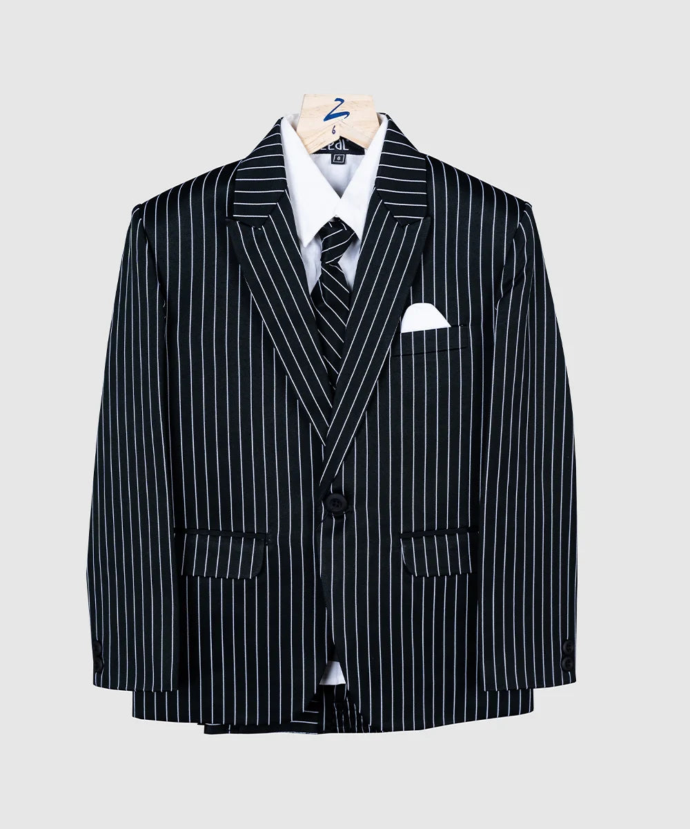Black Coat Suit with White Stripes for Occasions Devils n Angels