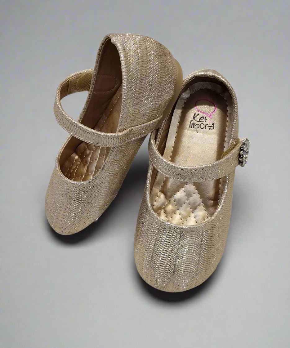 Girls' Gold Shimmer Party Shoes (Ages 1–8 Years) – Jaipur