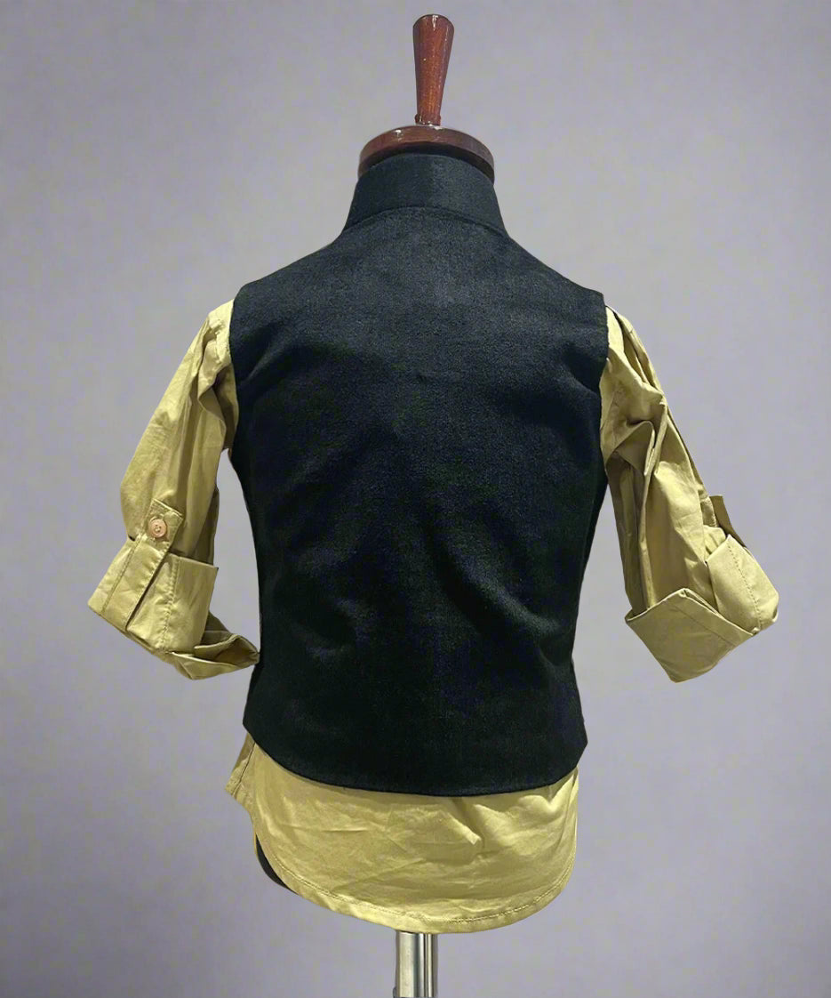 back view of waist coat suit set for boys