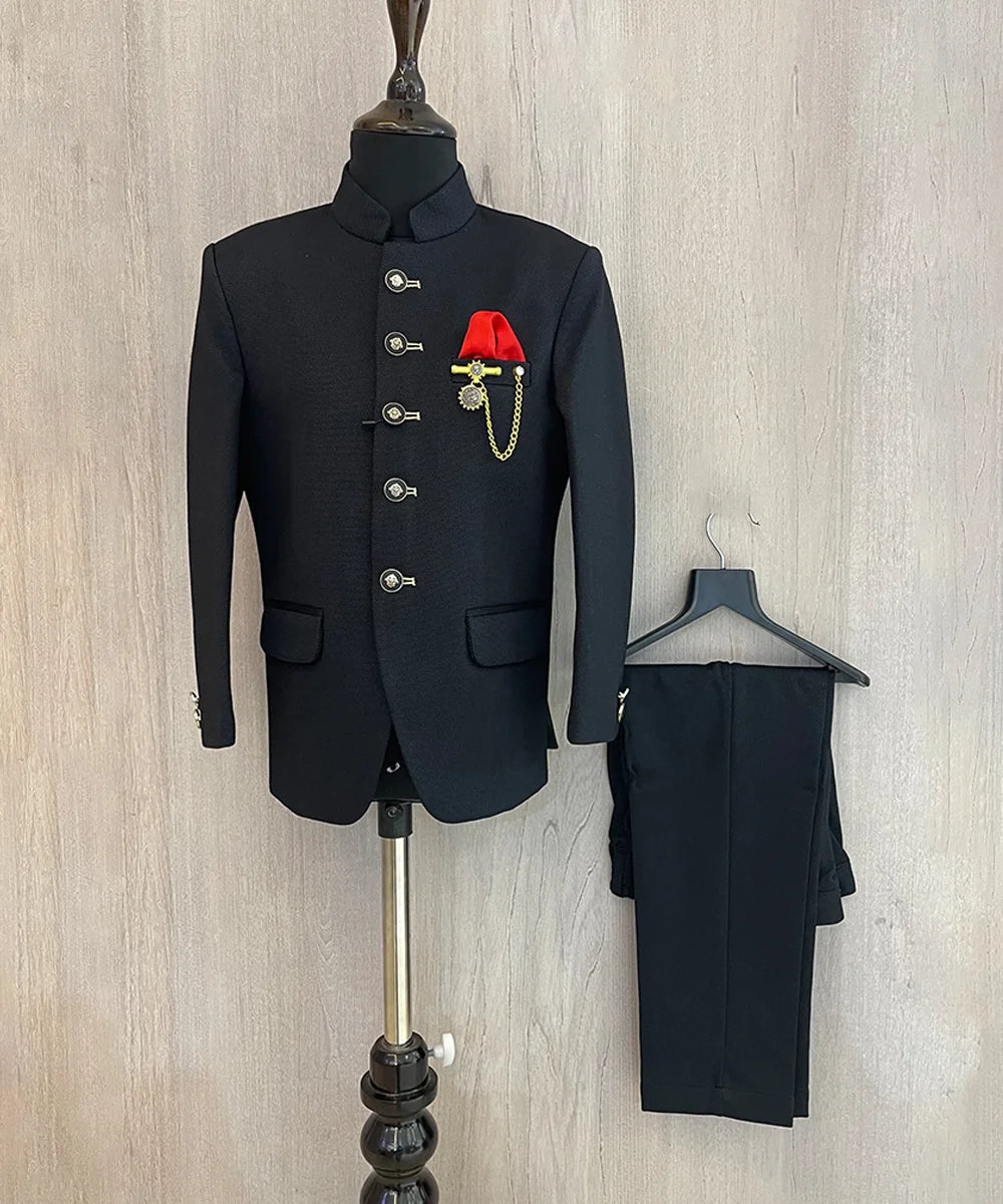Pre-Order: Black Jodhpuri Suit Set for Boys for Party
