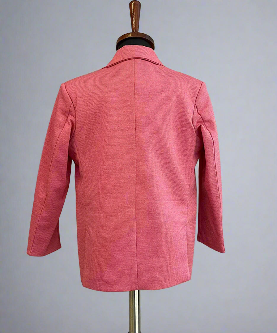 back view of pink blazer set for boys