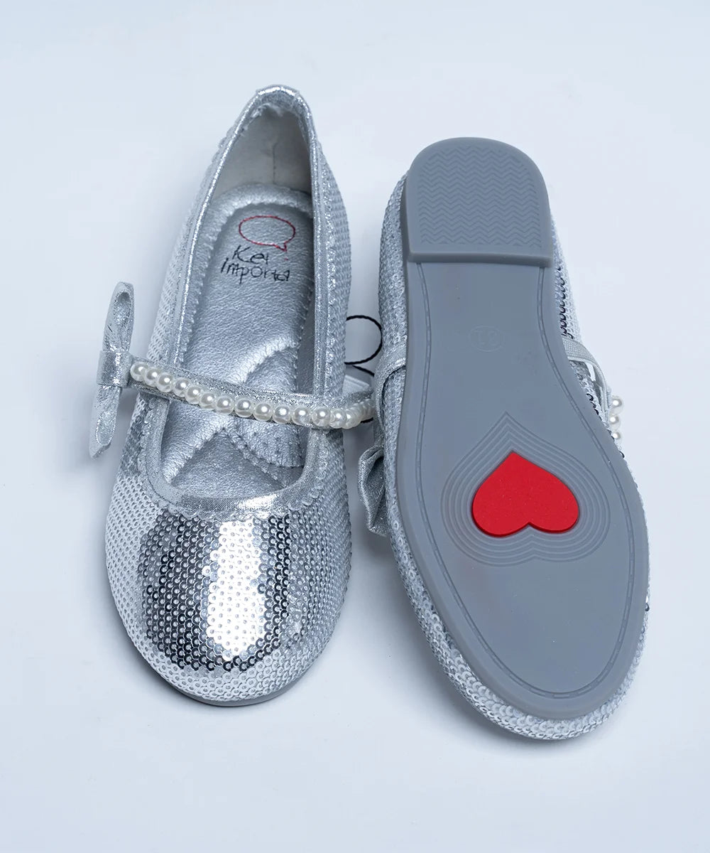 Silver Sequin Sandals for Little Ones