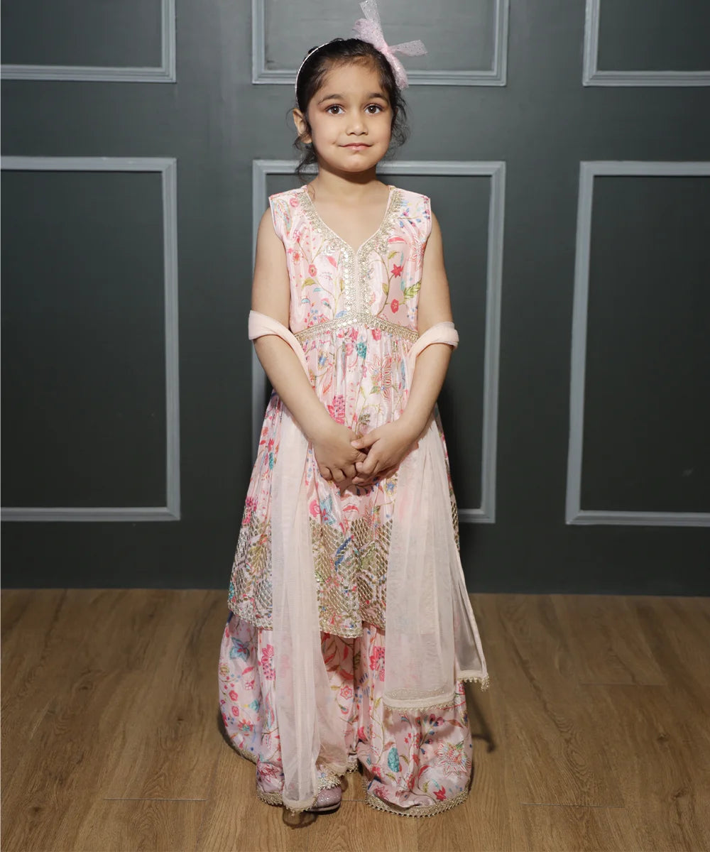 Pre-Order: Alia Cut Sharara Suit Set for Girls (DM For Price)