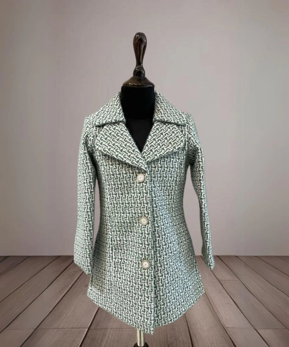 Green Colored Party Wear Coat for Girls