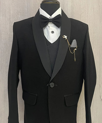 Black Coloured Shimmer Coat Suit for Boys
