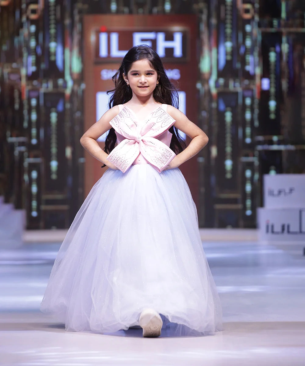 Sky Blue and Pink Birthday Party Gown for Girls – Jaipur Kidswear Market