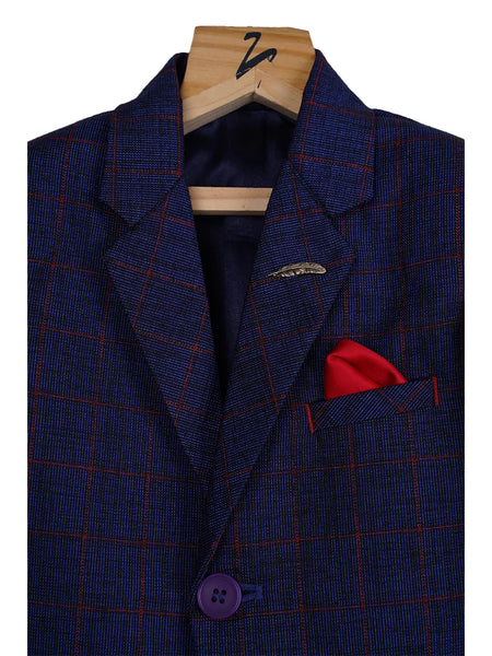 navy blue textured blazer for boys 