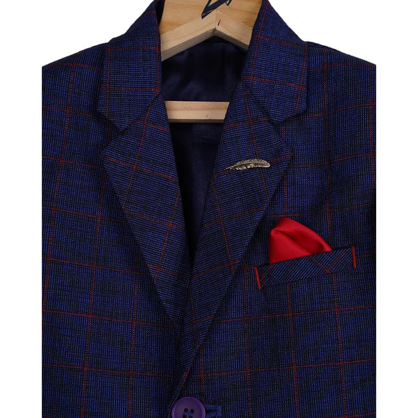navy blue textured blazer for boys 