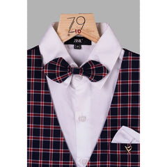 formal wear checks waist coat suit set for boys 