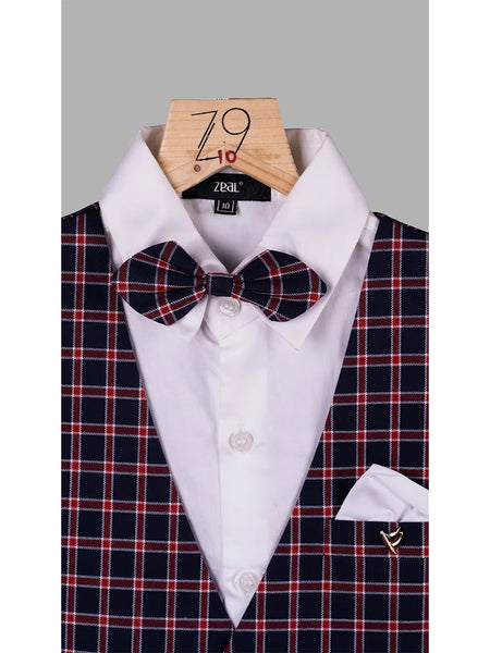 formal wear checks waist coat suit set for boys 