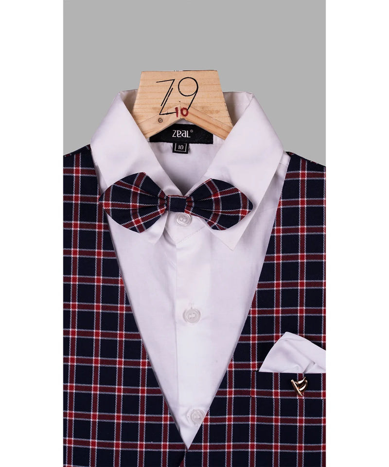 formal wear checks waist coat suit set for boys 