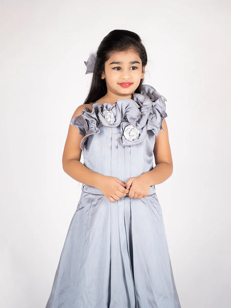 party wear grey long gown for girls 