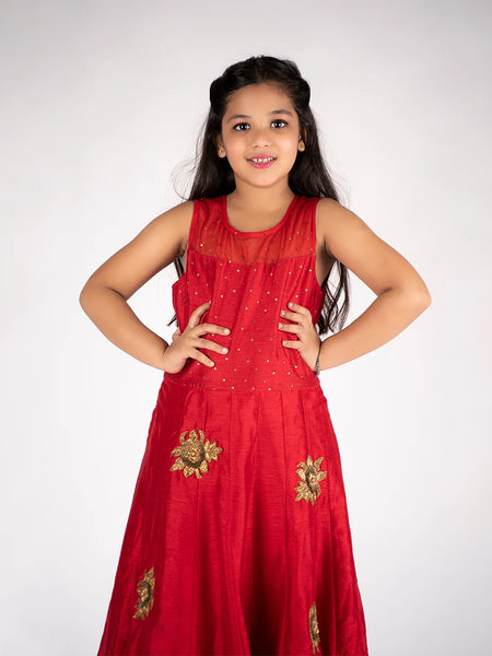 closeup view of red gown for girls 