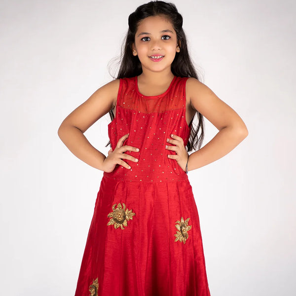 closeup view of red gown for girls 