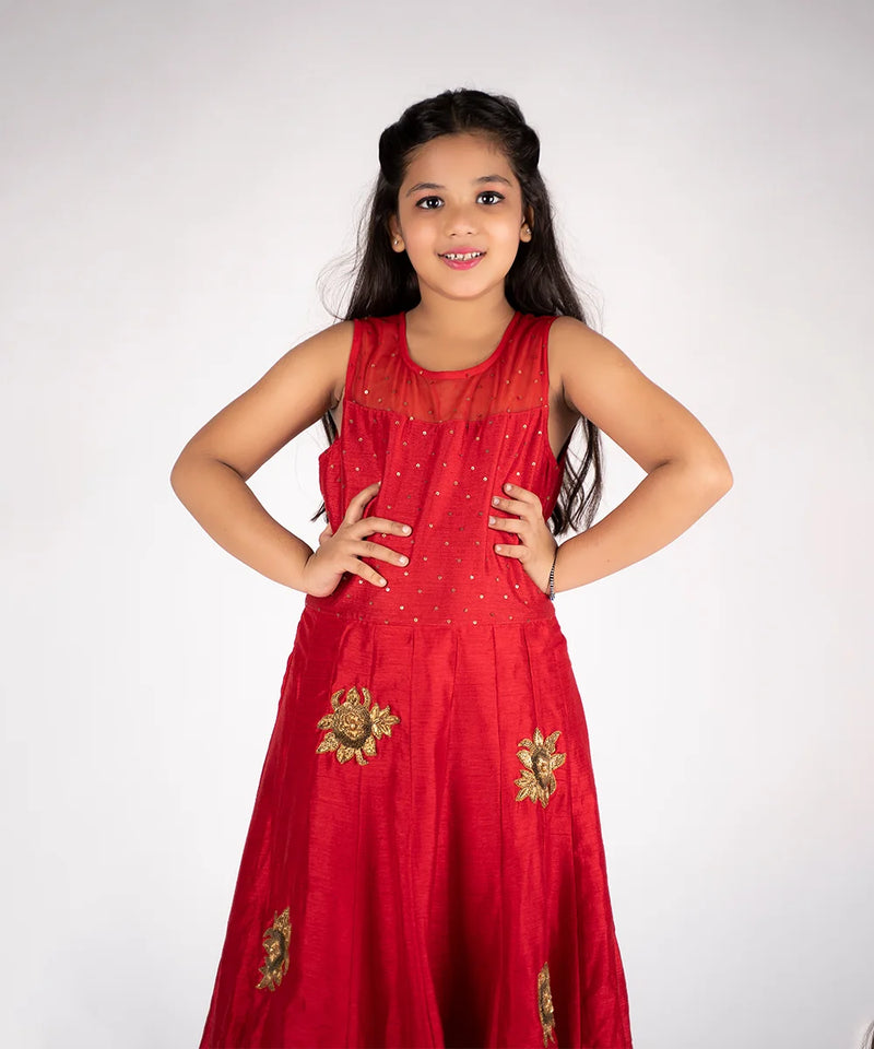 closeup view of red gown for girls 