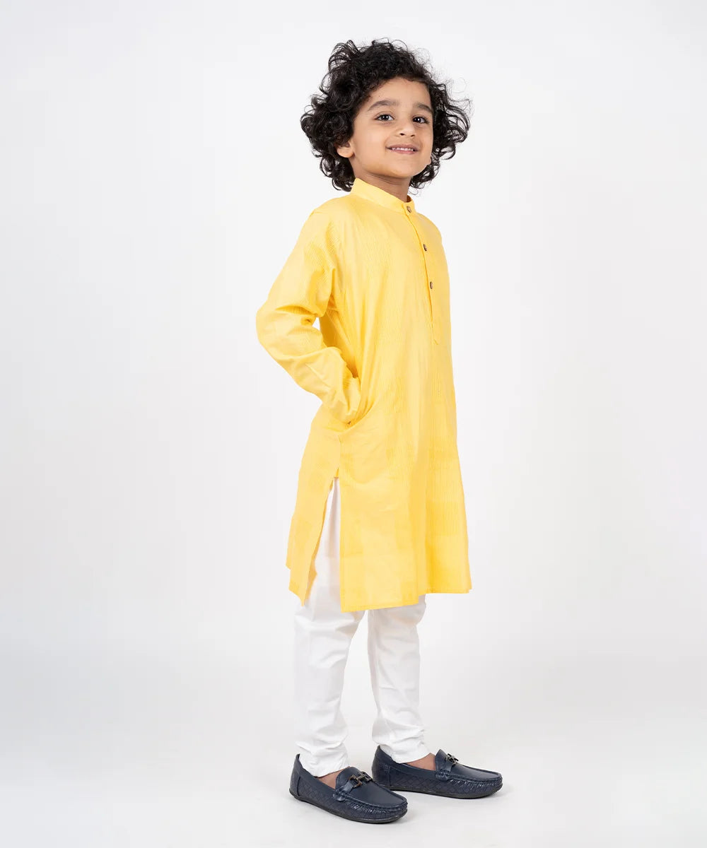 Yellow Pin Tucks Kurta Pyjama for Haldi for Wedding