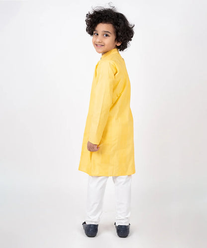 Yellow Pin Tucks Kurta Pyjama for Haldi for Wedding