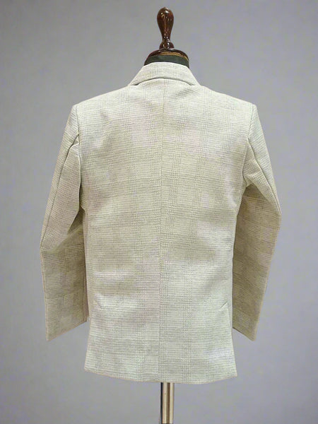 back view of textured blazer set for boys 