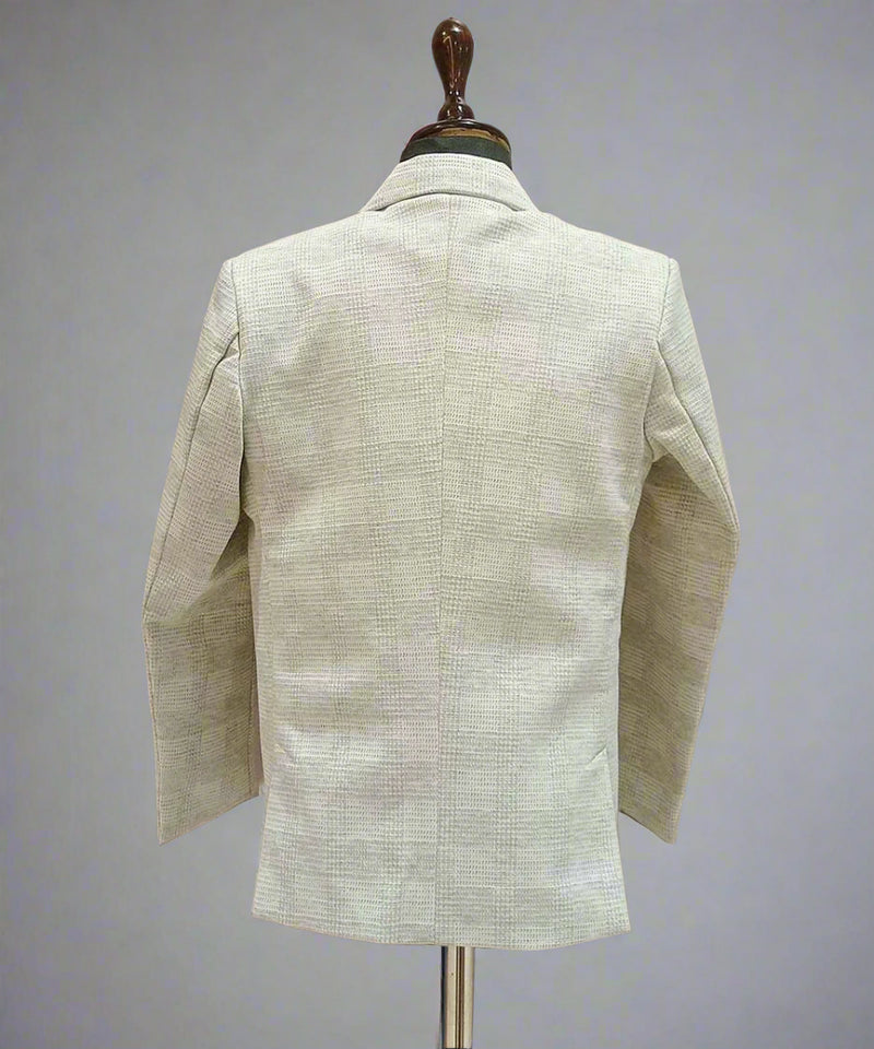 back view of textured blazer set for boys 