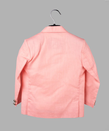 Peach Color Linen Blazer with White T-Shirt for Boys