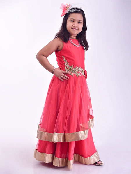 wedding wear full length red gown for girls 