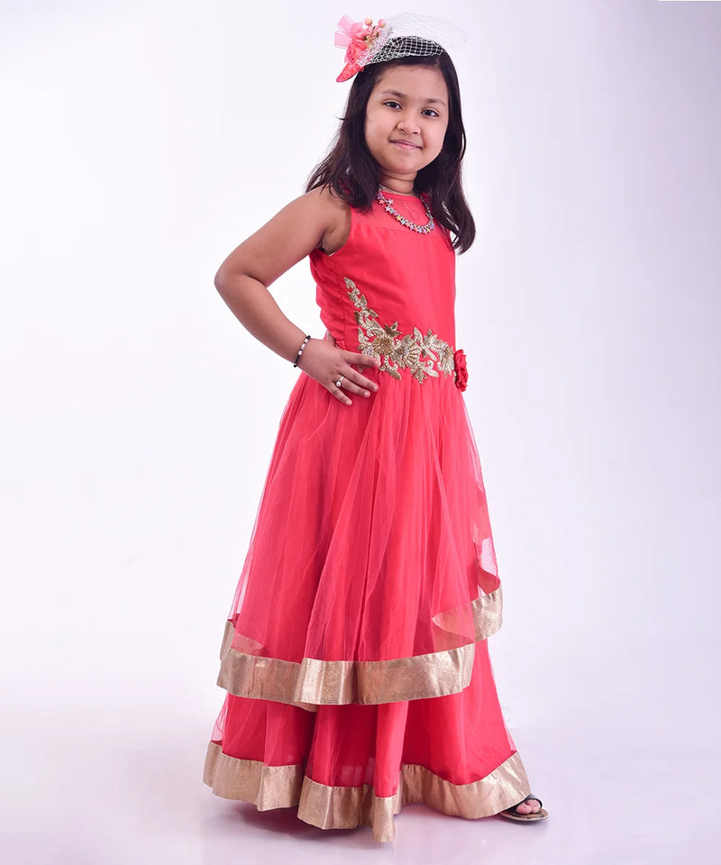 wedding wear full length red gown for girls 