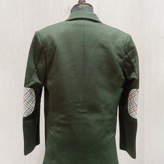 back view of bottle green blazer set for boys 