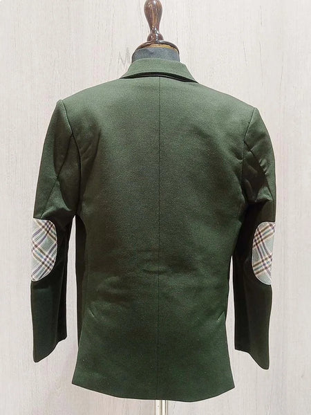 back view of bottle green blazer set for boys 