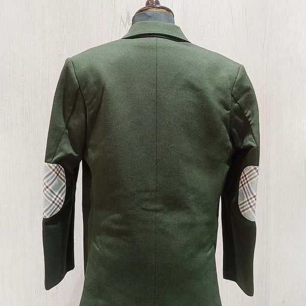 back view of bottle green blazer set for boys 