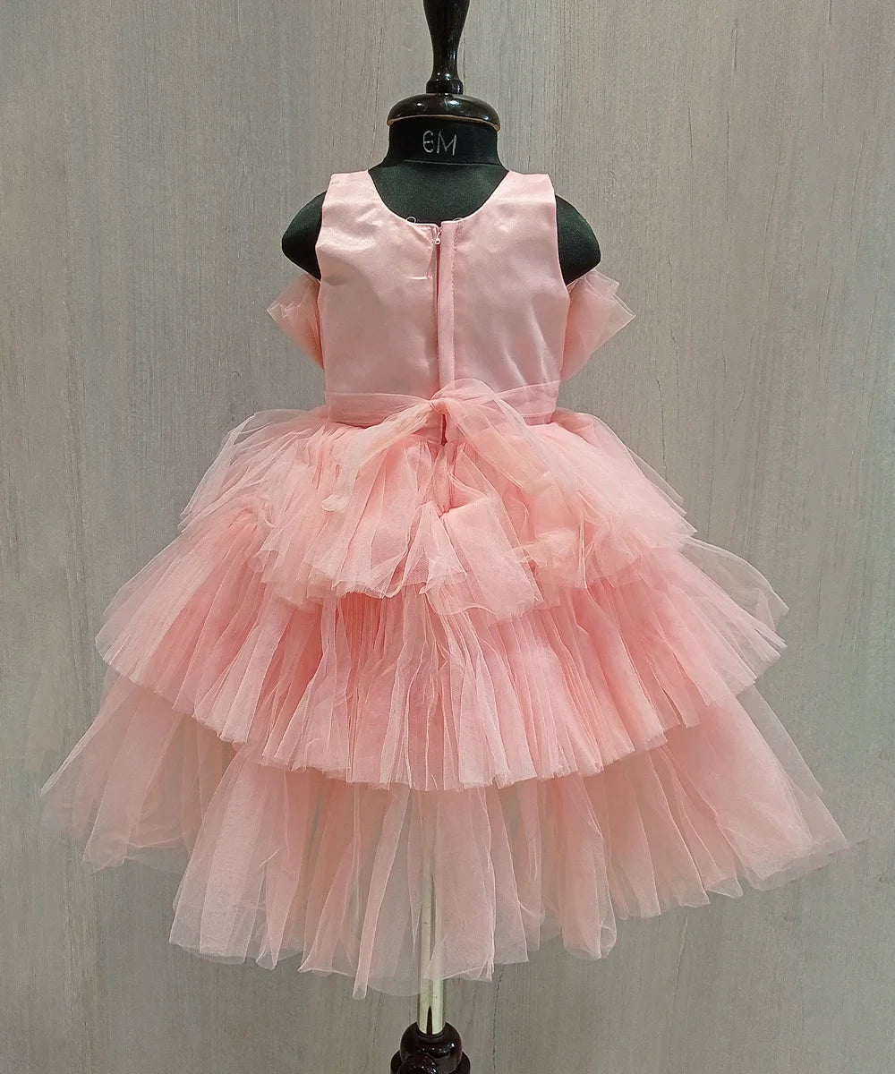Peach Colored Party Wear Frock for Girls