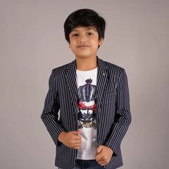 party wear navy striped blazer set for boys 