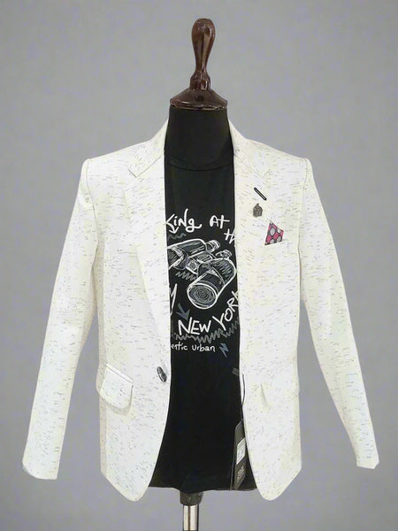 wedding wear cream textured blazer set for boys 