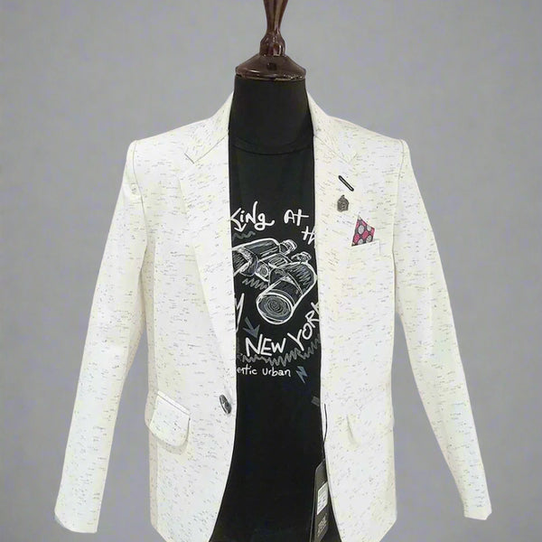 wedding wear cream textured blazer set for boys 