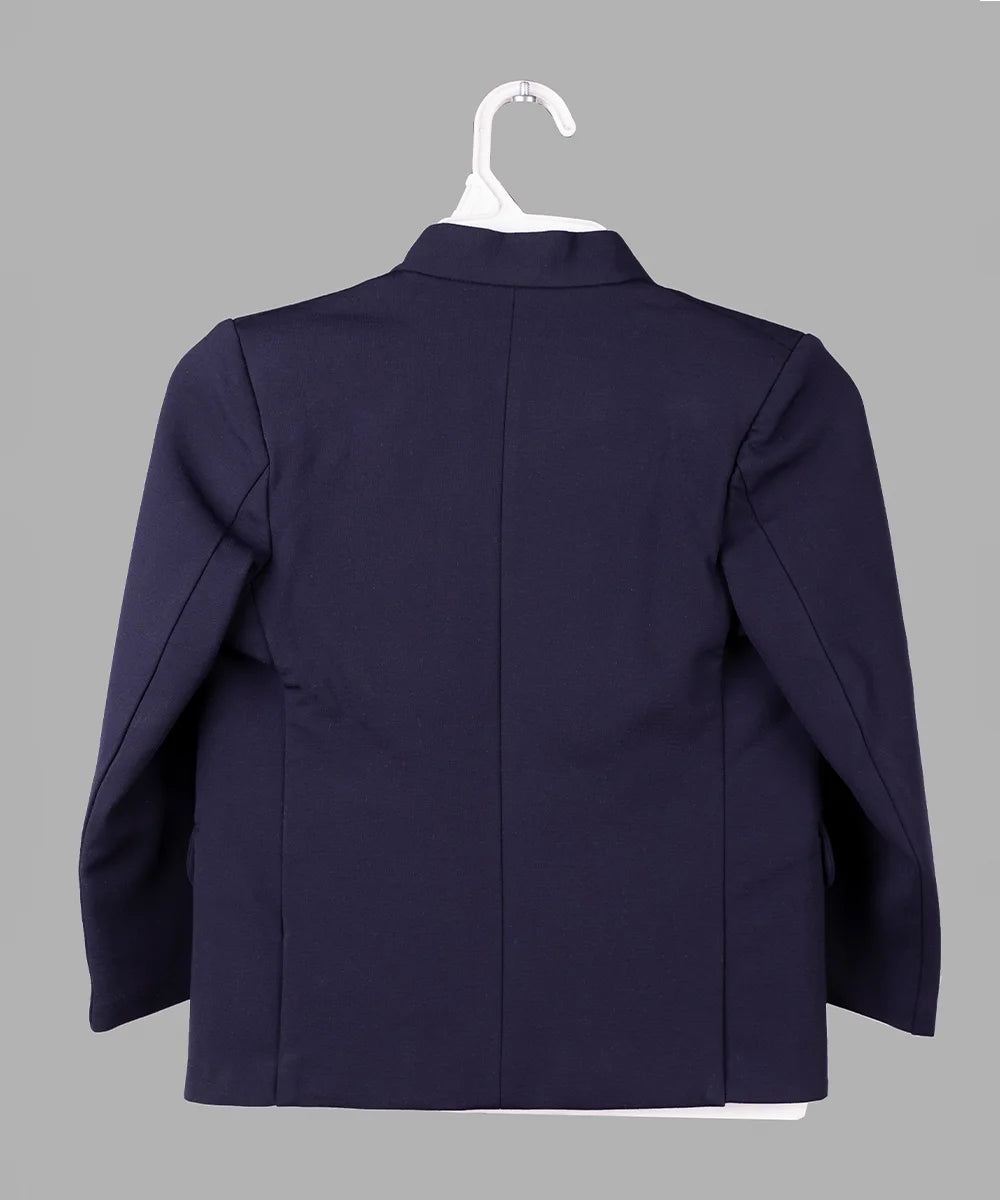 Navy Blue Color Jacket with White Round Neck T-Shirt