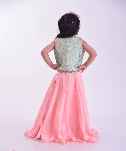Peach Colored Party Gown with A Jacket