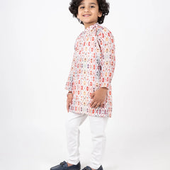 wedding wear patola print cotton kurta set for boys 