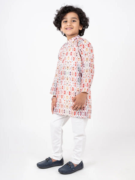 wedding wear patola print cotton kurta set for boys 