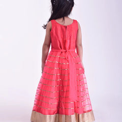 back view of red gown for girls