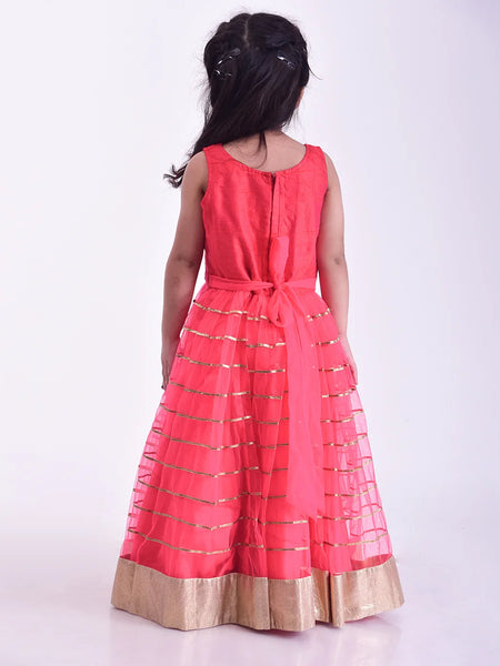 back view of red gown for girls
