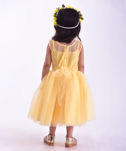 Lemon Yellow Colored Frock for Girls