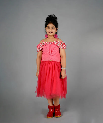 Pink Colored Off-shoulder Dress for Girls