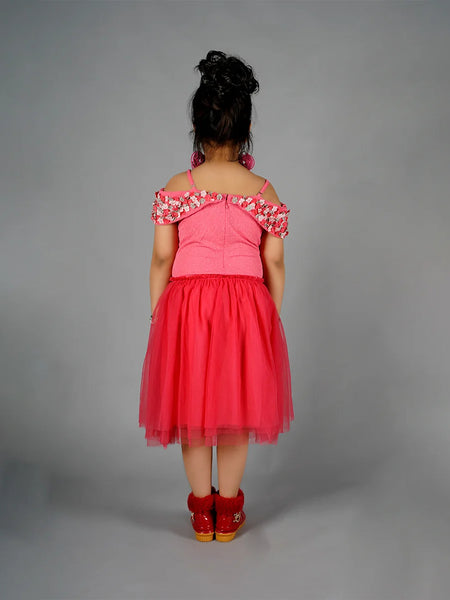 back view of pink dress for girls 