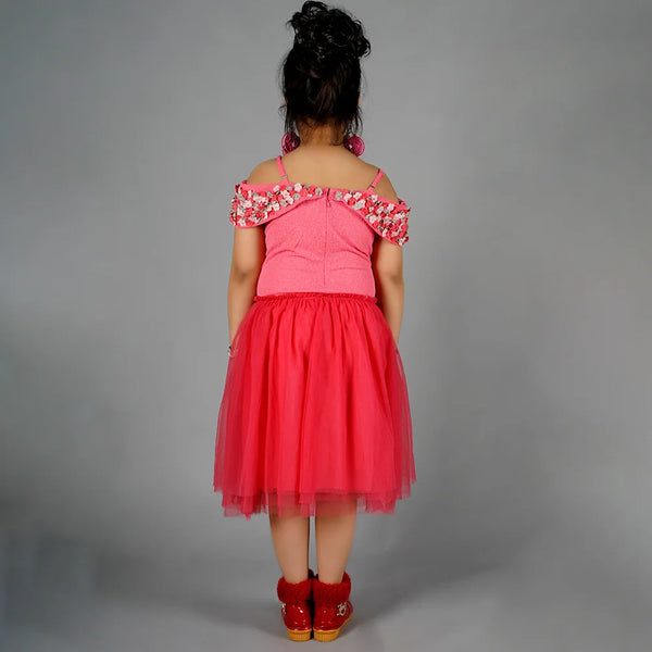 back view of pink dress for girls 